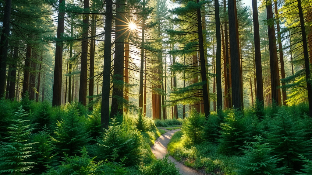 Serene walking path in Tiger Bay Trails with lush greenery