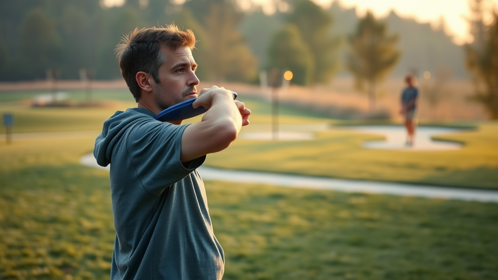 Player focused on a throw at Reed Canal Park disc golf