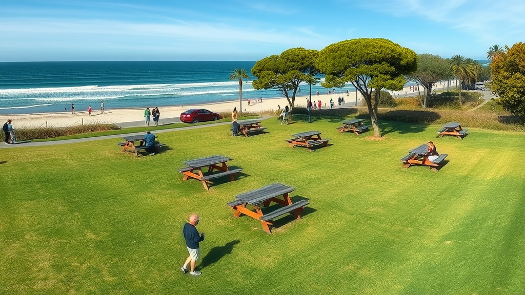 Community enjoying beachfront park leisure activities in Volusia County.