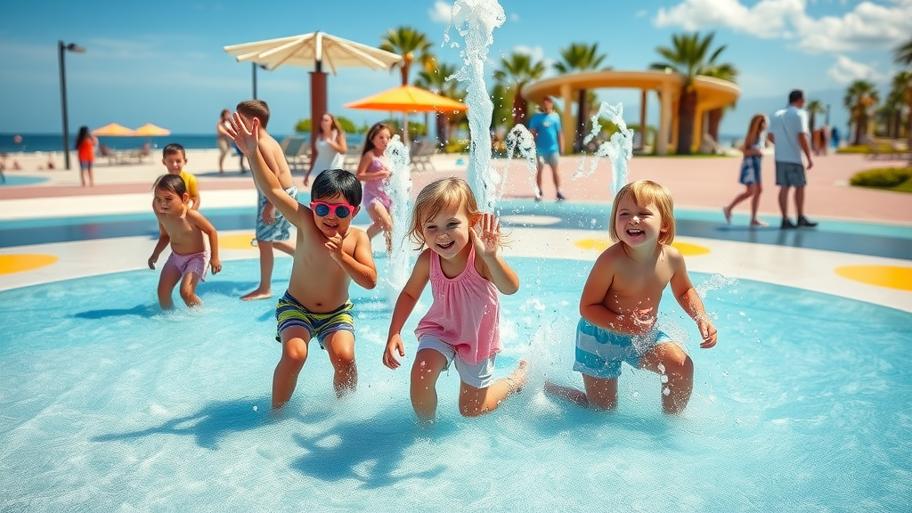 Children having fun at Ormond Beach splash pad