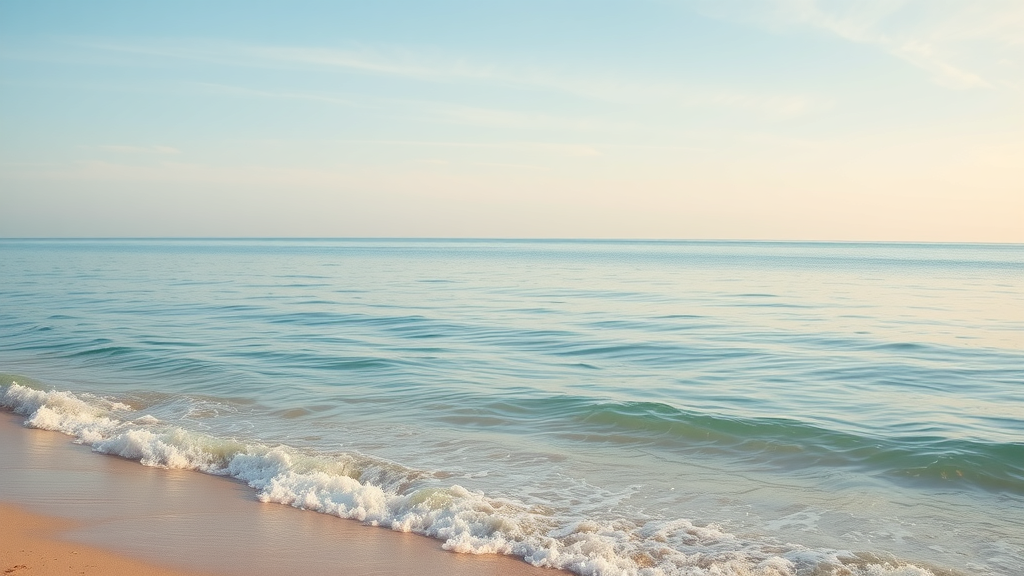 Picturesque beach scene with calm waves and expansive Atlantic view.