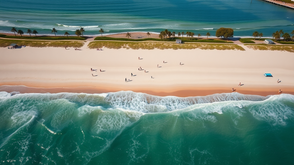 Aerial view of Al Weeks Sr. North Shore Park, serene and inviting for visitors.