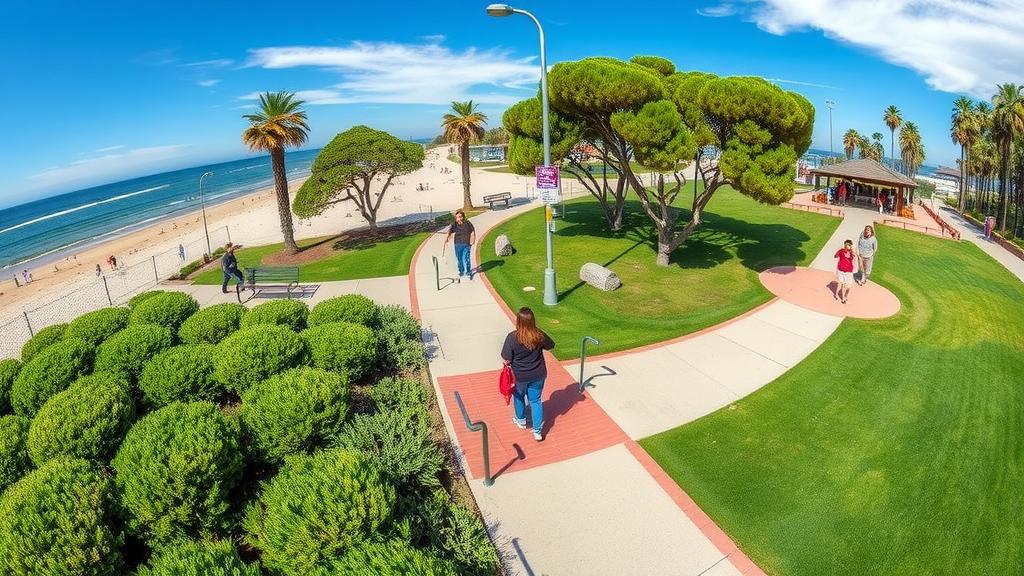 ADA features at Frank Rendon Park inclusive beach access scene.