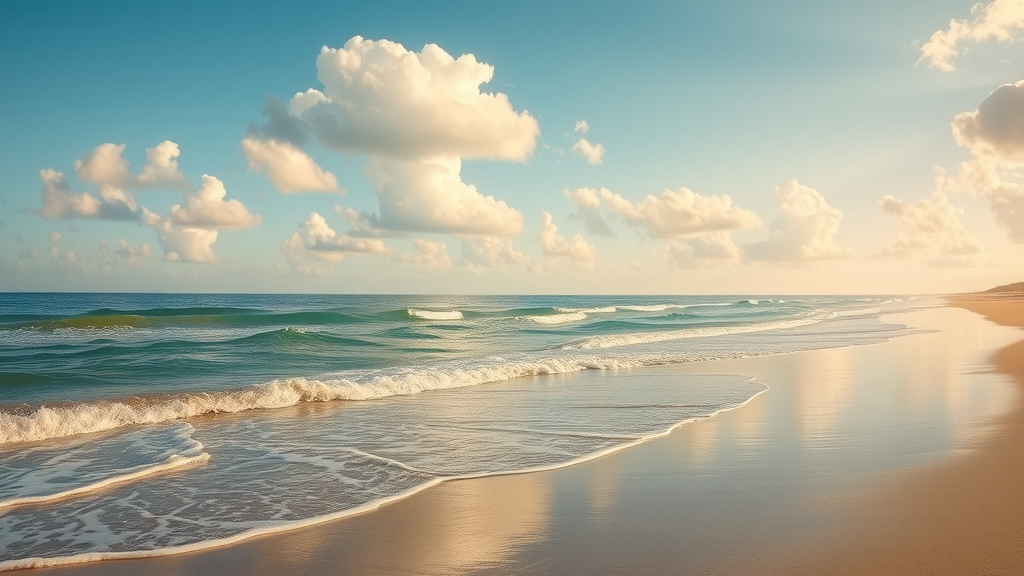 Scenic Volusia County beachfront park with gentle waves and sandy shore.