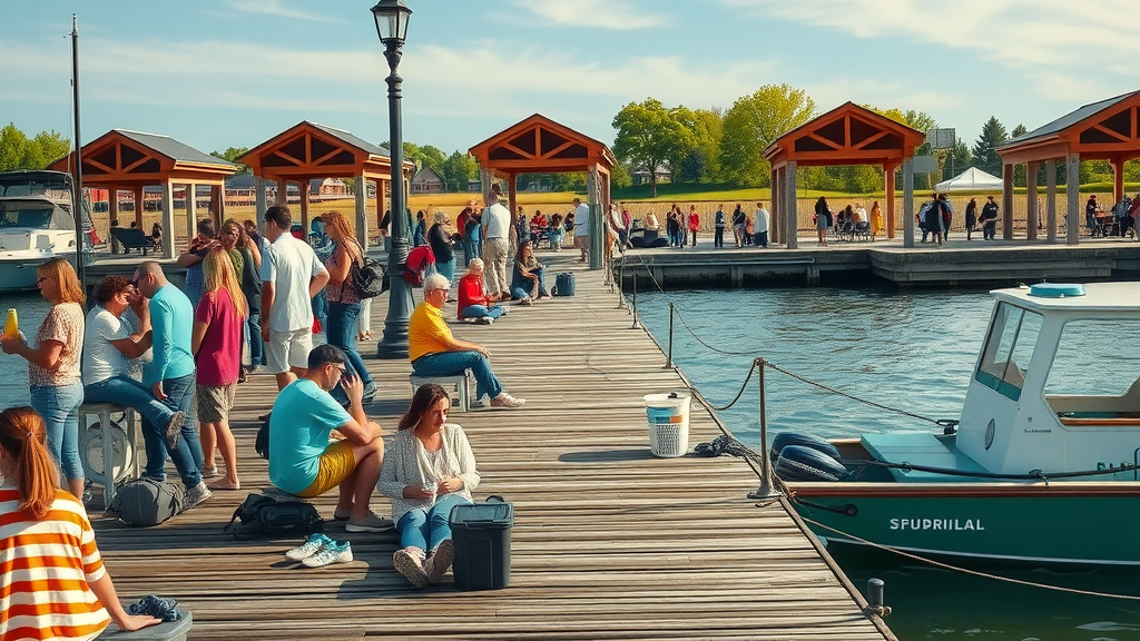 Diverse group at City Island Park fishing docks