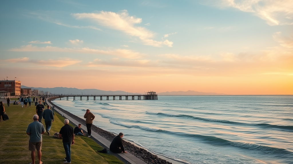 Visitors enjoying sunset at Breakers Oceanfront Park